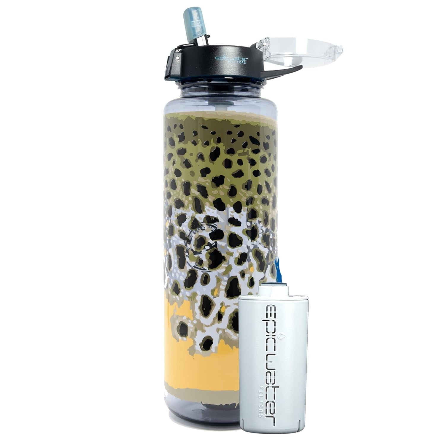 Epic Water Filters Nalgene OG Water Bottle with Filter, USA Made, BPA Free, Removes 99.99% Tap Water Contaminants, Forever Chemicals, Rep Your Water Art, 48 Oz