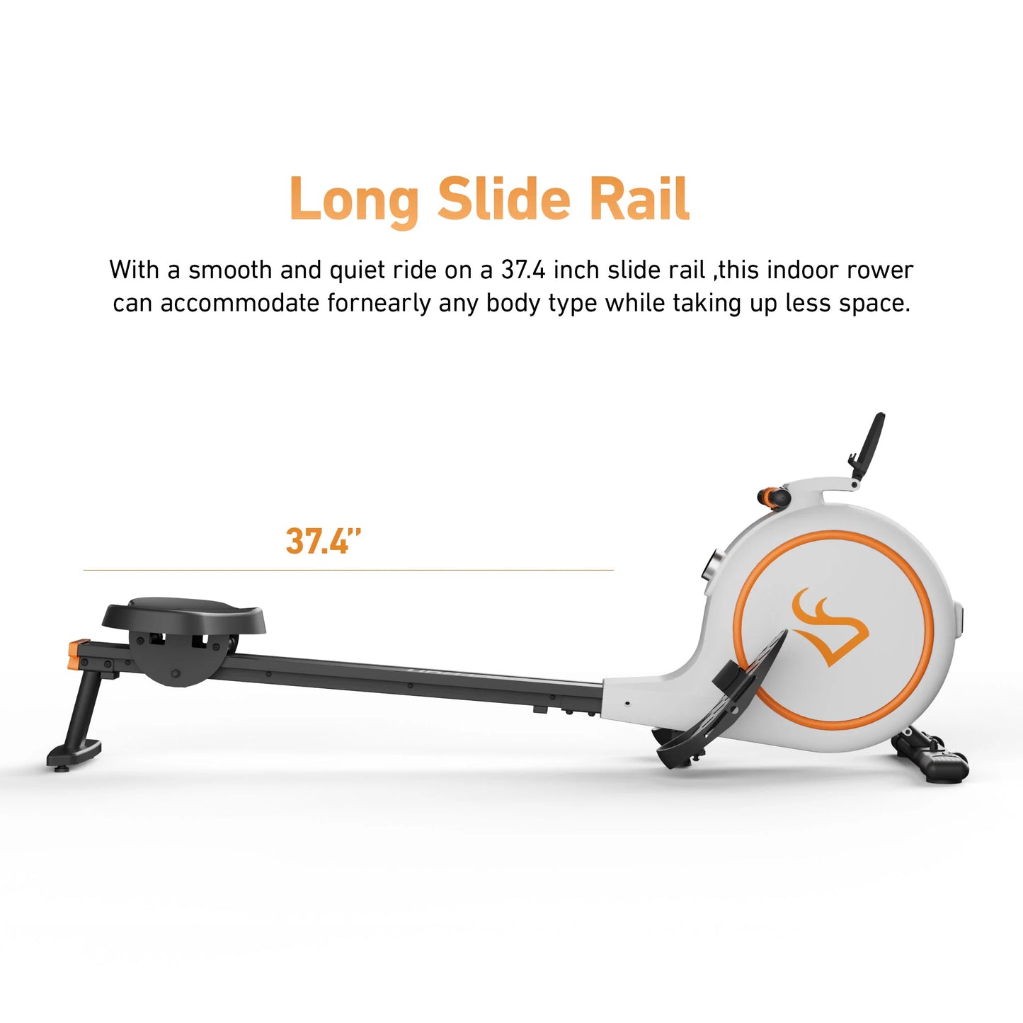 Deerrun RW600 Adjustable Magnetic Resistance Long Slide Rail Smart Rowing Machine with Pitpat