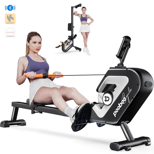 Magnetic Rowing Machines Rower Foldable with 8 Level Resistance Indoor Rower Machines with Digital Monitor & Transport Wheels Max Weight up to 350 Lbs