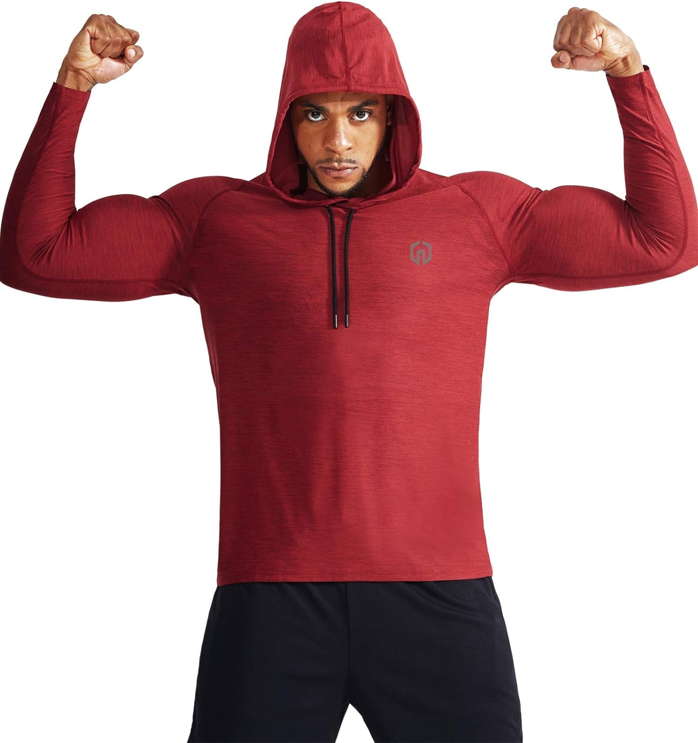 NELEUS Men'S Workout Shirts with Hoods Grey,Red