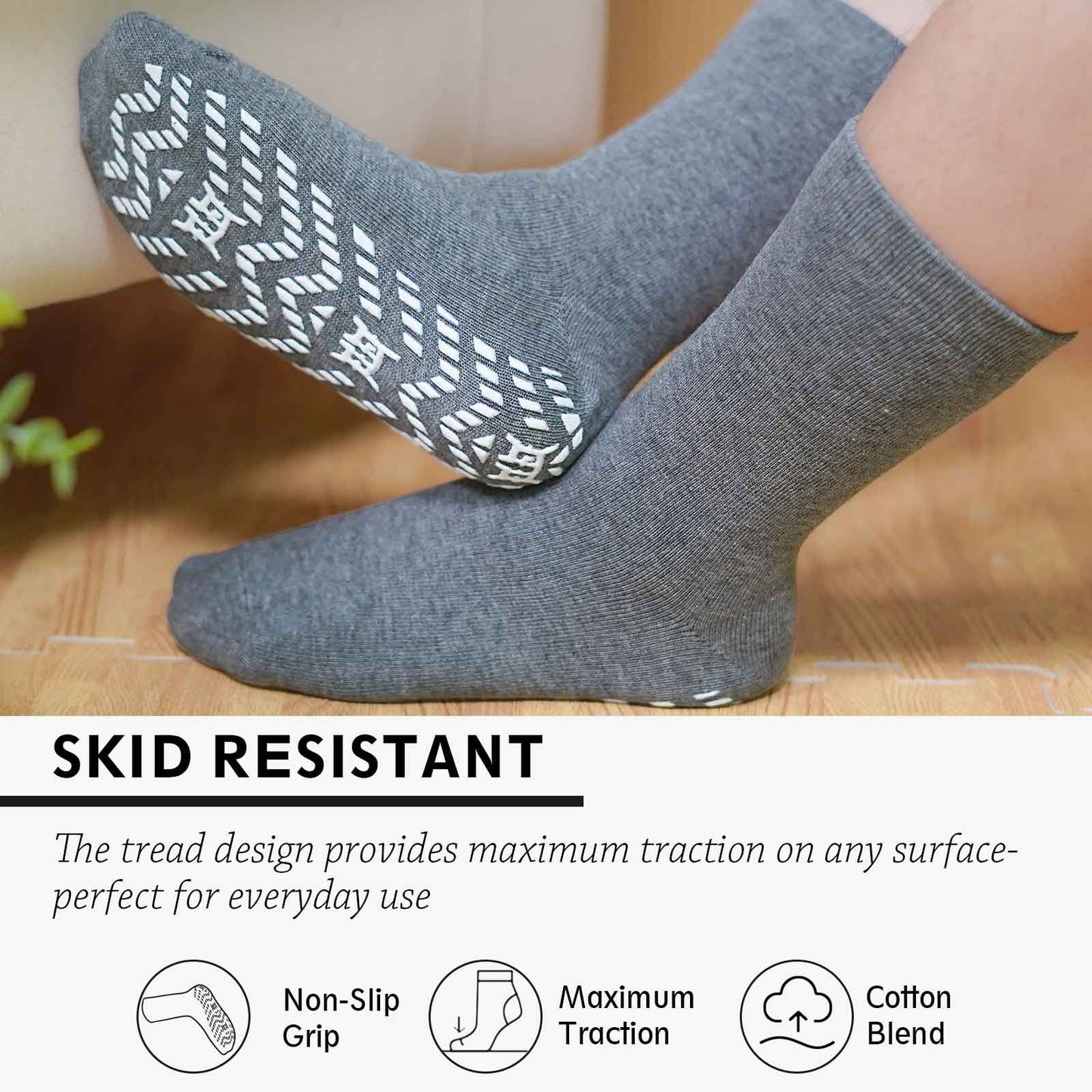 10 Pairs Non Slip Grip Socks - Ideal for Yoga, Pilates, Hospital Use - Men & Women'S Crew Sticky Gripper Socks (Size 9-11)