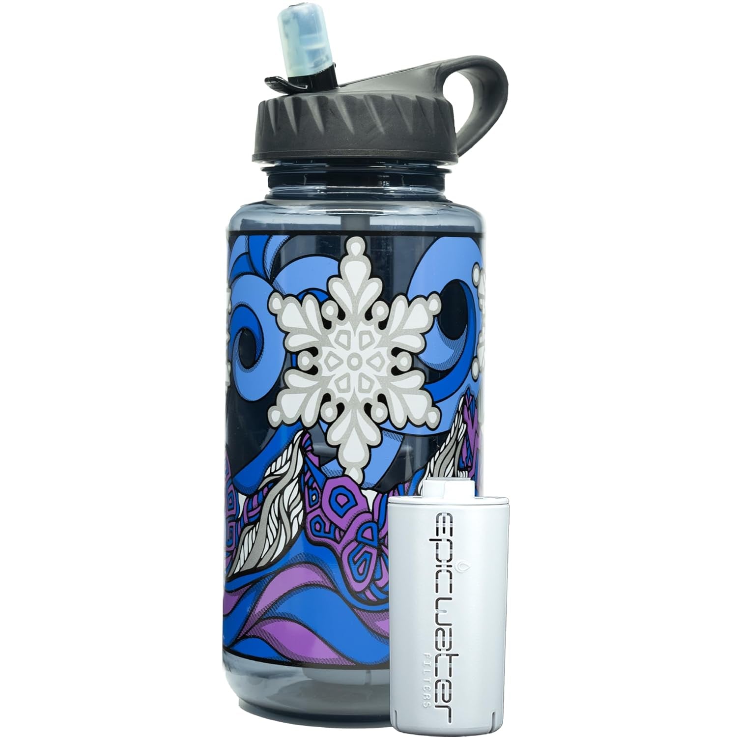 Epic Water Filters Nalgene OG Water Bottle with Filter, USA Made, BPA Free, Removes 99.99% Tap Water Contaminants, Forever Chemicals, POW Art, 32 Oz