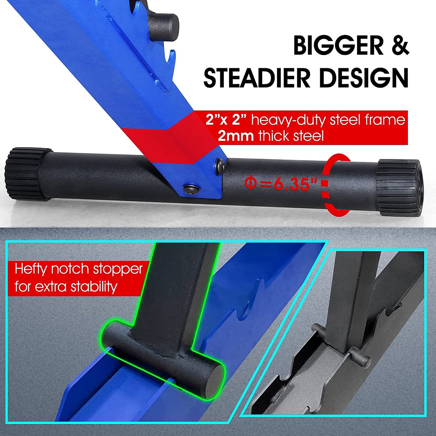 STOZM Adjustable Weight Bench / Utility Weight Bench with Foldable Design - Multi-Purpose Flat/Incline/Decline Bench for Home Gym (Cobalt) (UXT5)