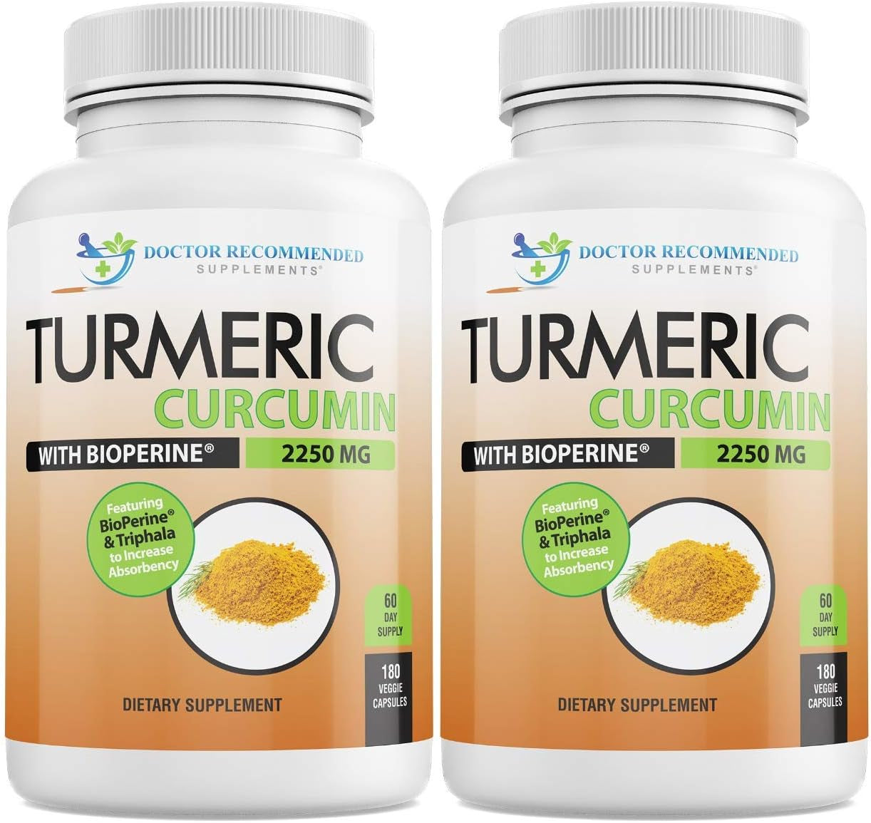 Turmeric Curcumin with Bioperine - 360 Veggie Capsules - 2250Mg 95% Curcuminoids with Black Pepper Supplement and Triphala (Pack of 2)