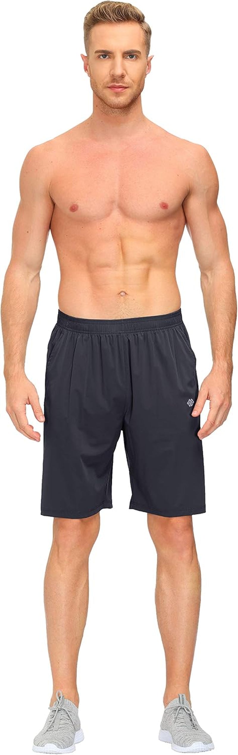 Mofiz Men'S Running Shorts Jogger Shorts Workout Lightweight Quick Dry Gym Shorts Casual Solid Deep Gray Size L