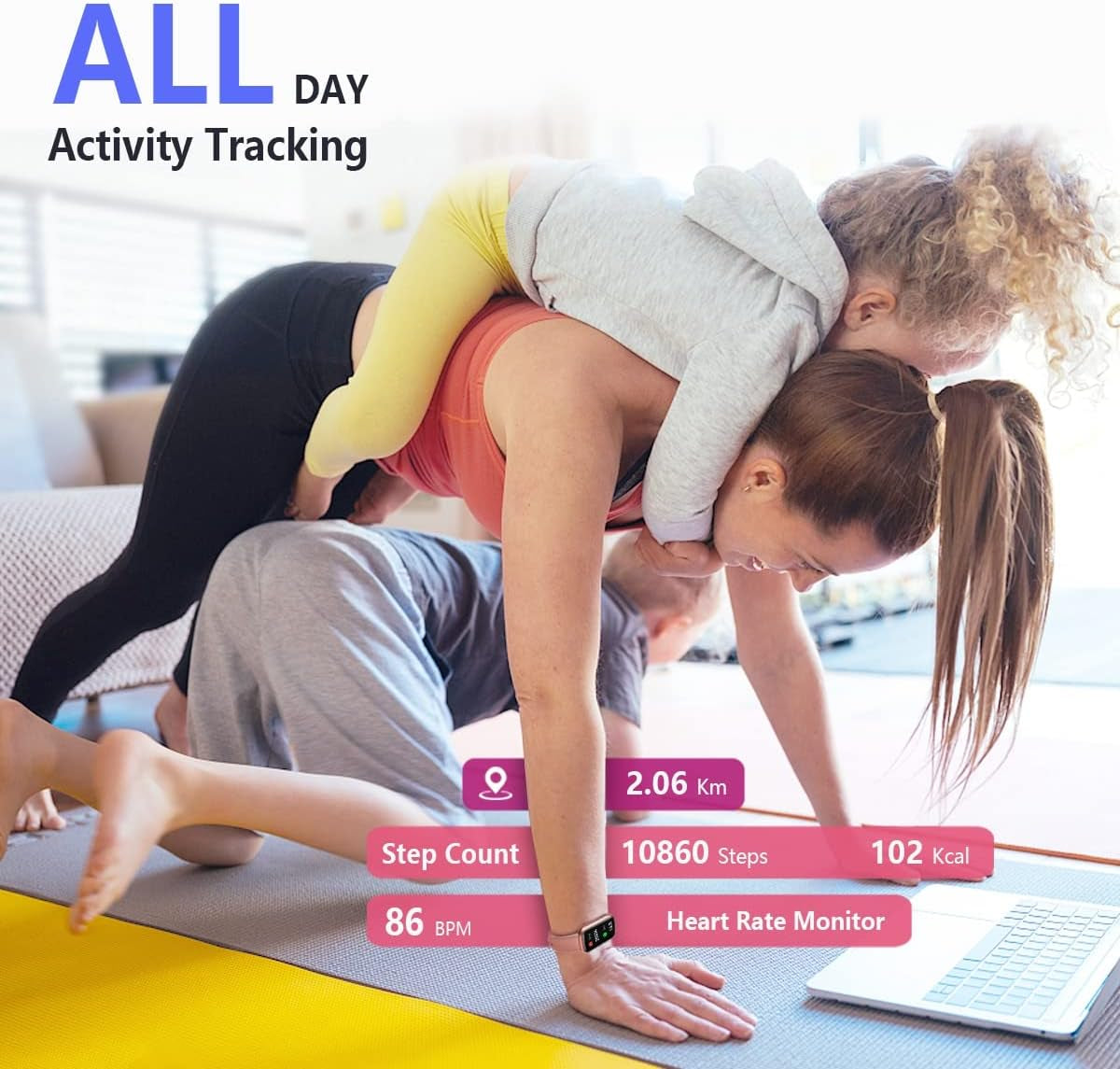 Morepro Fitness Tracker with Heart Rate Monitor, Blood Pressure Watch for Women, Waterproof Fitness Watch with Blood Oxygen Sleep Tracking, Activity Step Tracker Calorie Counter