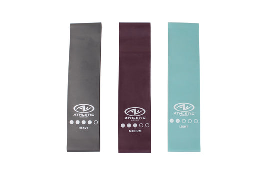 Mini Loop Bands 3Pcs Set, Light, Medium, Heavy Power, Multi Color. 12In Length