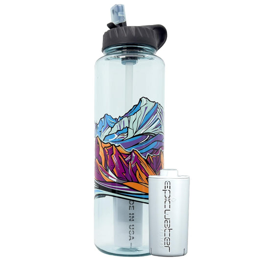 Epic Water Filters Nalgene OG Water Bottle with Filter, USA Made, BPA Free, Removes 99.99% Tap Water Contaminants, Forever Chemicals, Leggitt Art, 48 Oz