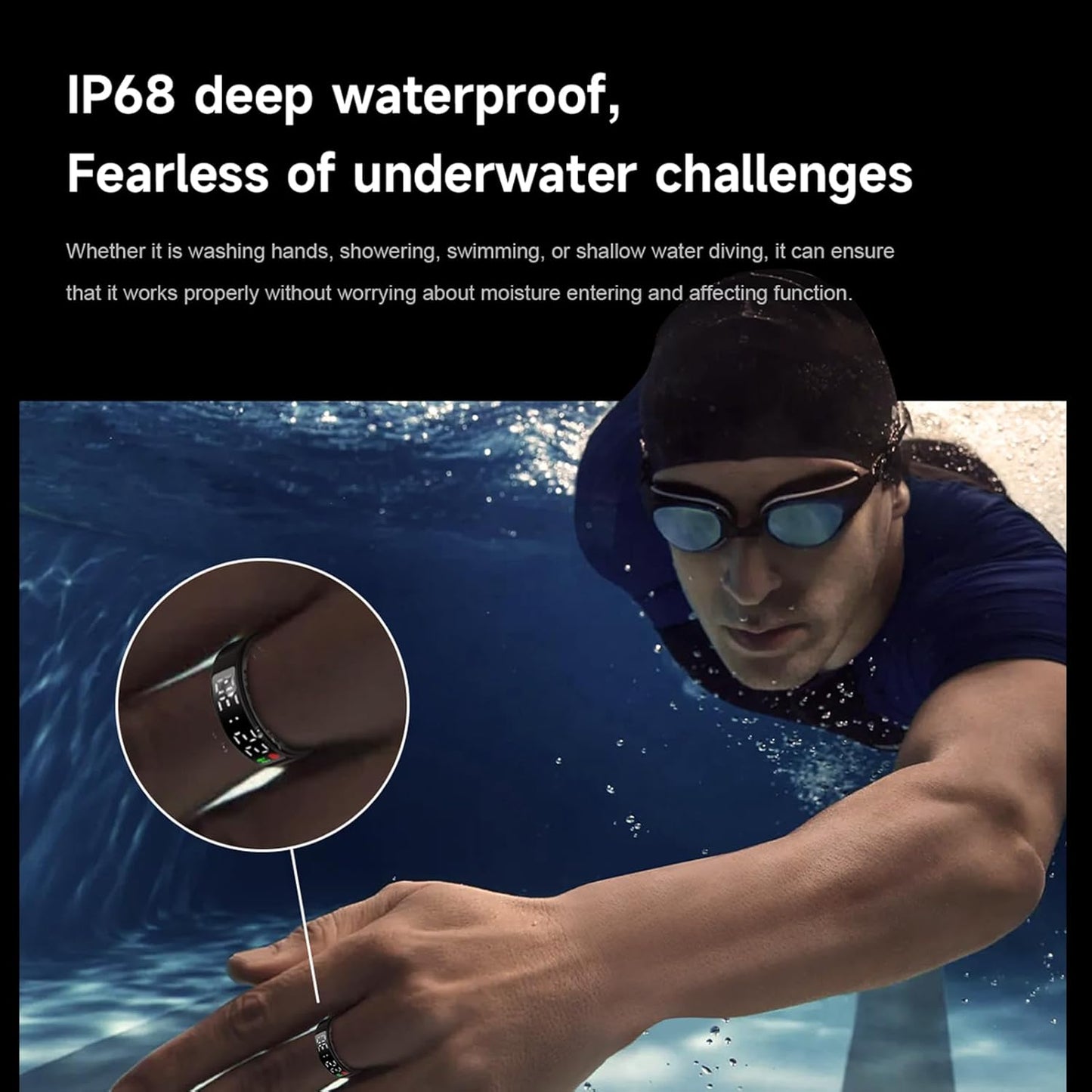 Smart Ring, Fitness Tracker Ring, Cordless Sports Health Tracker with APP, Support BT, IP68 Waterproof Activity Tracker for Men Women Birthday Gift (#10)