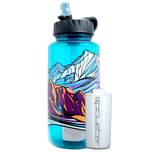 Epic Water Filters Nalgene OG Water Bottle with Filter, USA Made, BPA Free, Removes 99.99% Tap Water Contaminants, Forever Chemicals, Leggitt Art, 32 Oz