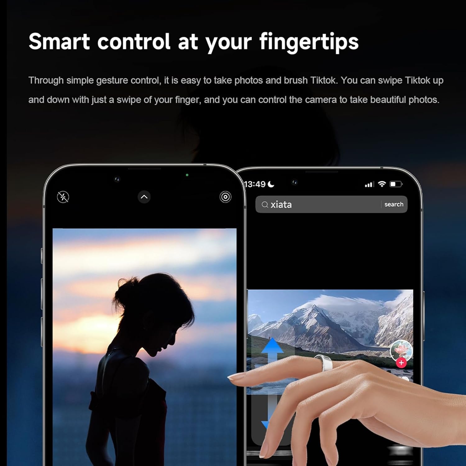 Smart Ring, Fitness Tracker Ring, Cordless Sports Health Tracker with APP, Support BT, IP68 Waterproof Activity Tracker for Men Women Birthday Gift (#10)