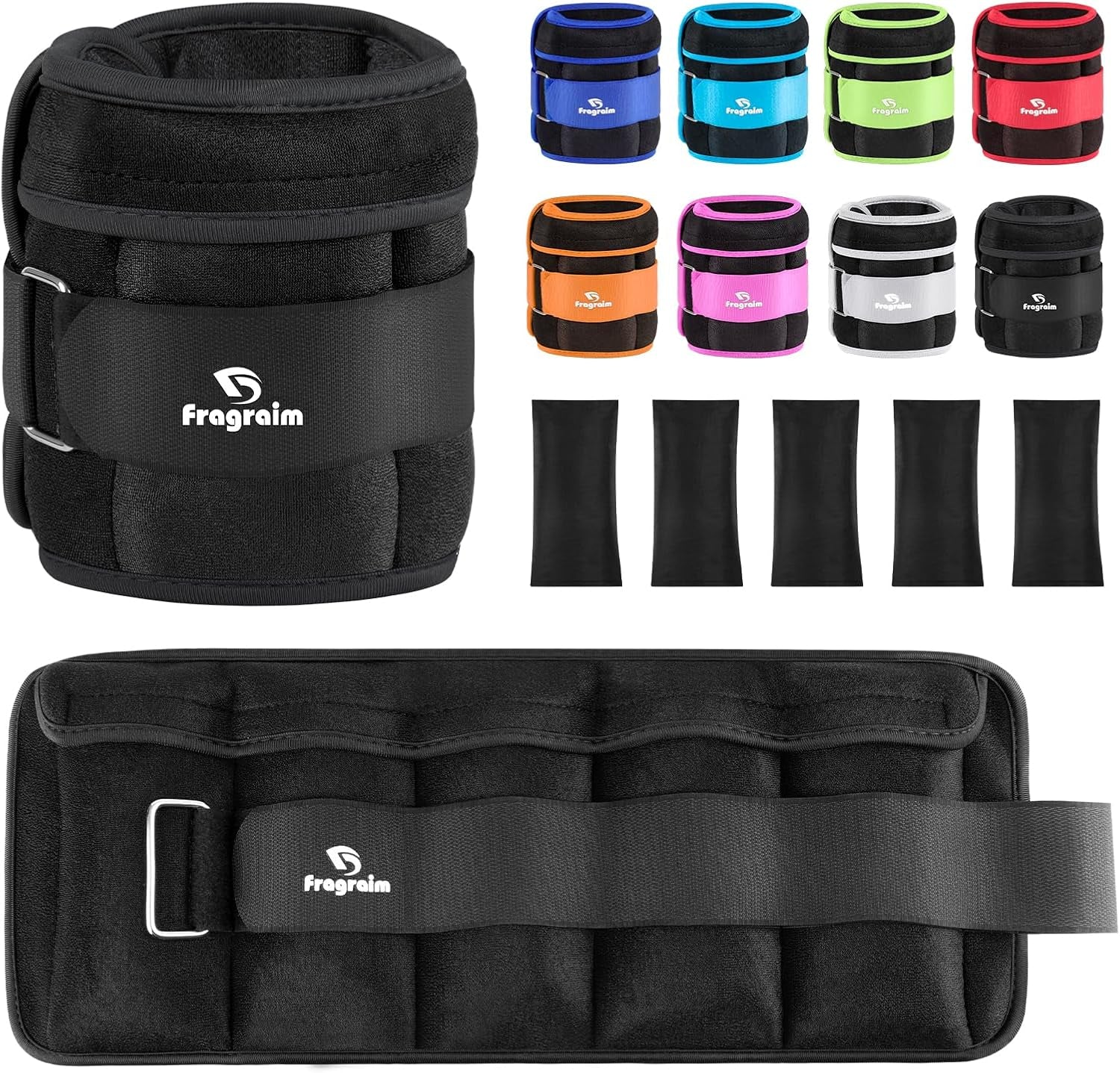 Fragraim Adjustable Ankle Weights with Removable Weights, Available in Pairs from 1 to 20 lbs, Ideal for Jogging, Gymnastics, Aerobics, and Physical Therapy