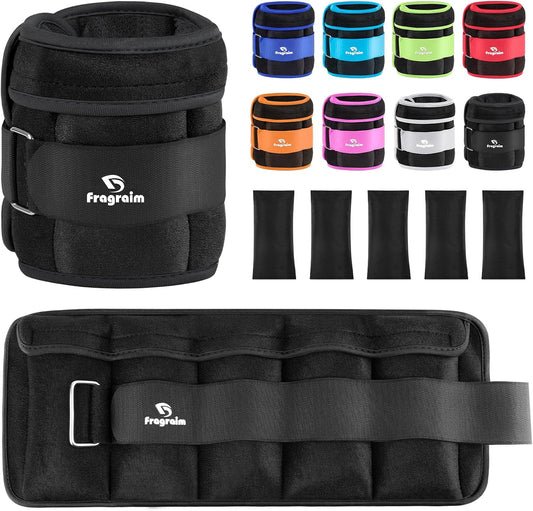 Fragraim Adjustable Ankle Weights with Removable Weights - Available in Pairs of 1 to 20 lbs for Jogging, Gymnastics, Aerobics, and Physical Therapy