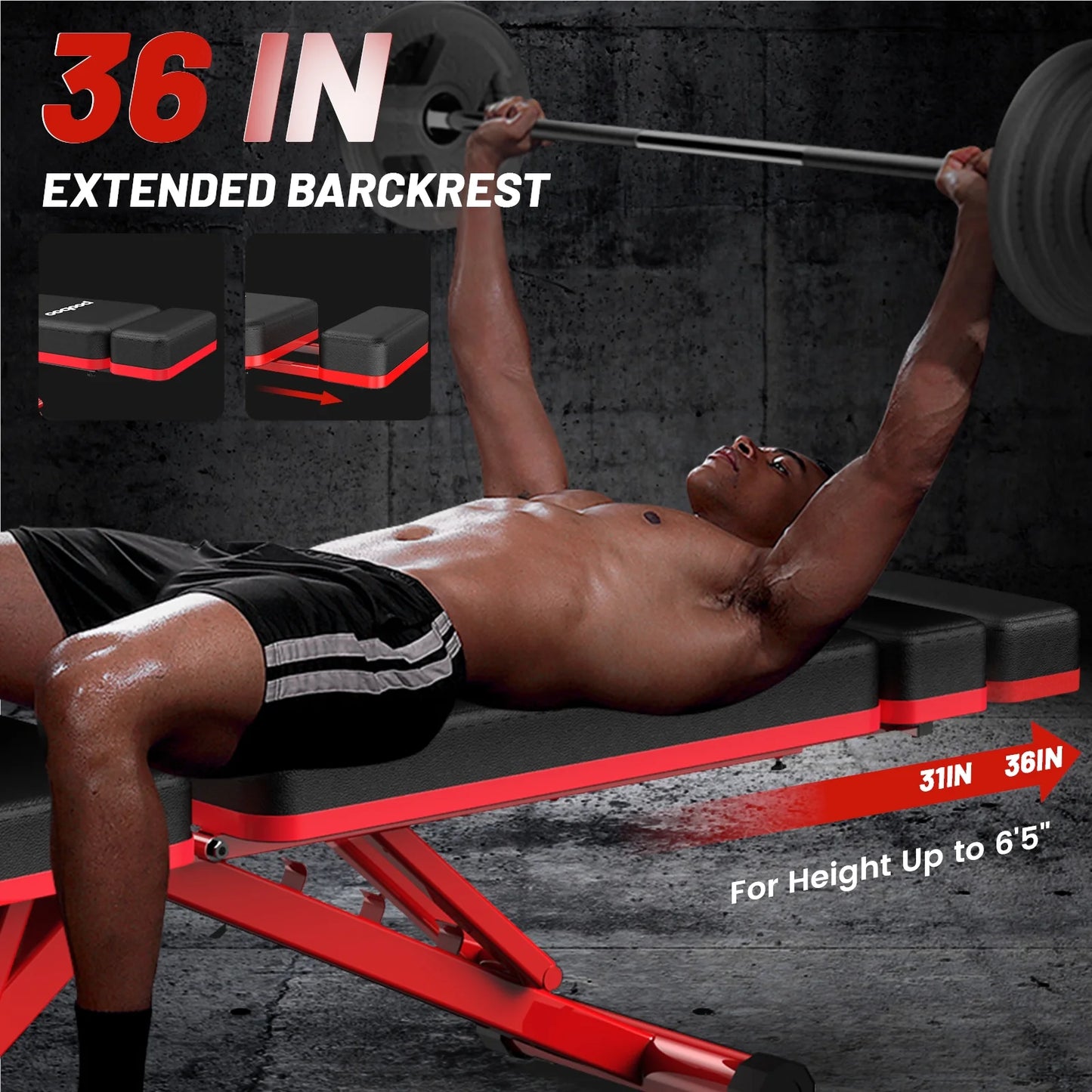 Adjustable Weight Bench Foldable Incline Bench Home Gym Workout Dumbbell Bench Strength Training Bench Support up to 660 LBS