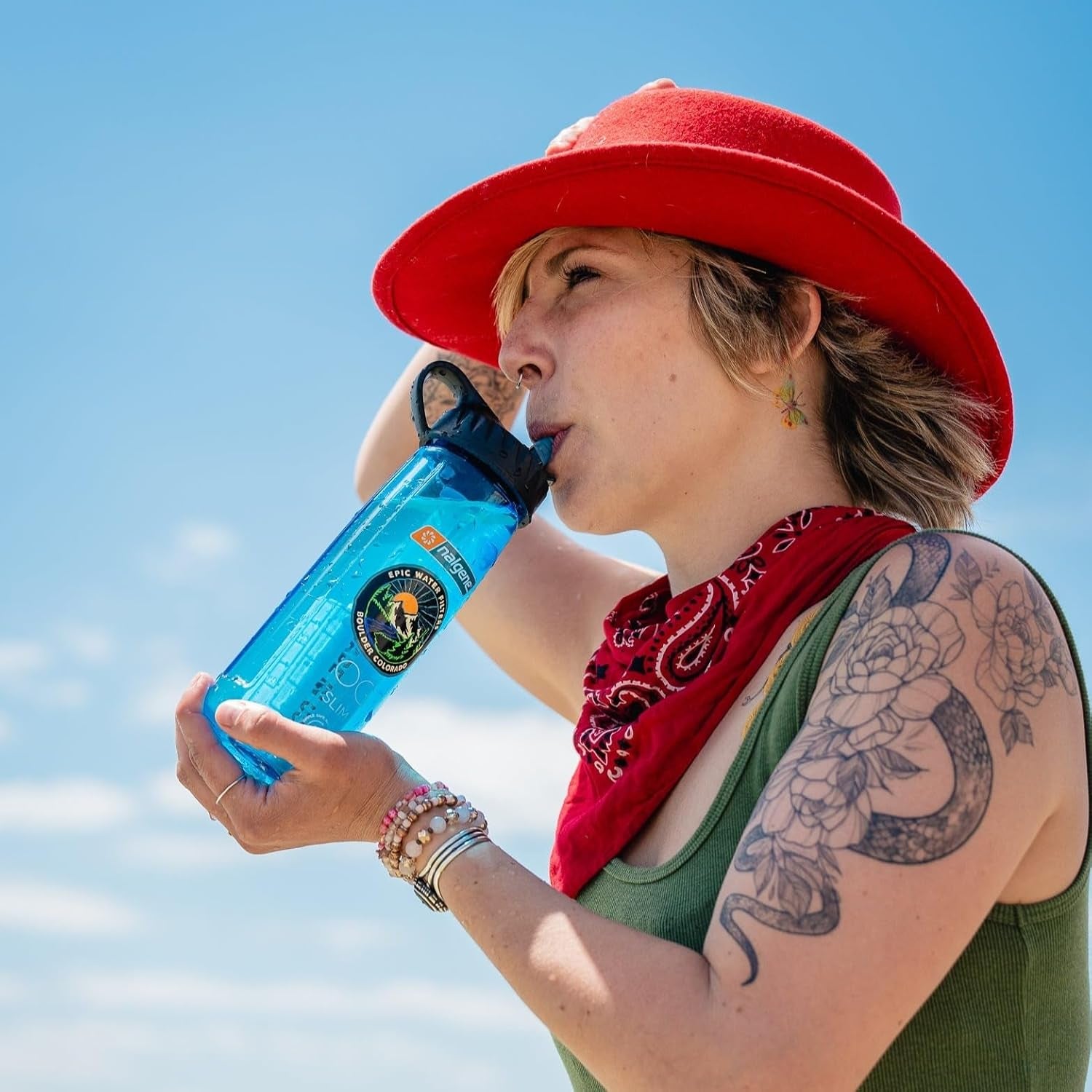 Epic Water Filters Nalgene OG Water Bottle with Filter, USA Made, BPA Free, Removes 99.99% Tap Water Contaminants, Forever Chemicals, Rep Your Water Art, 48 Oz