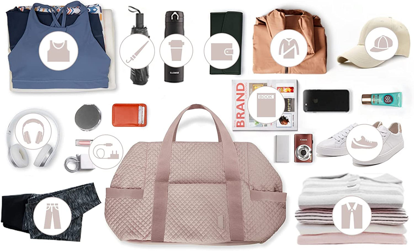 BAGSMART Large Gym Bag with Yoga Mat Buckle, Weekender Overnight Bag for Women, Travel Duffle Bag for Travel Essentials, Carry on Tote Bag Hospital Bag for Labor and Delivery