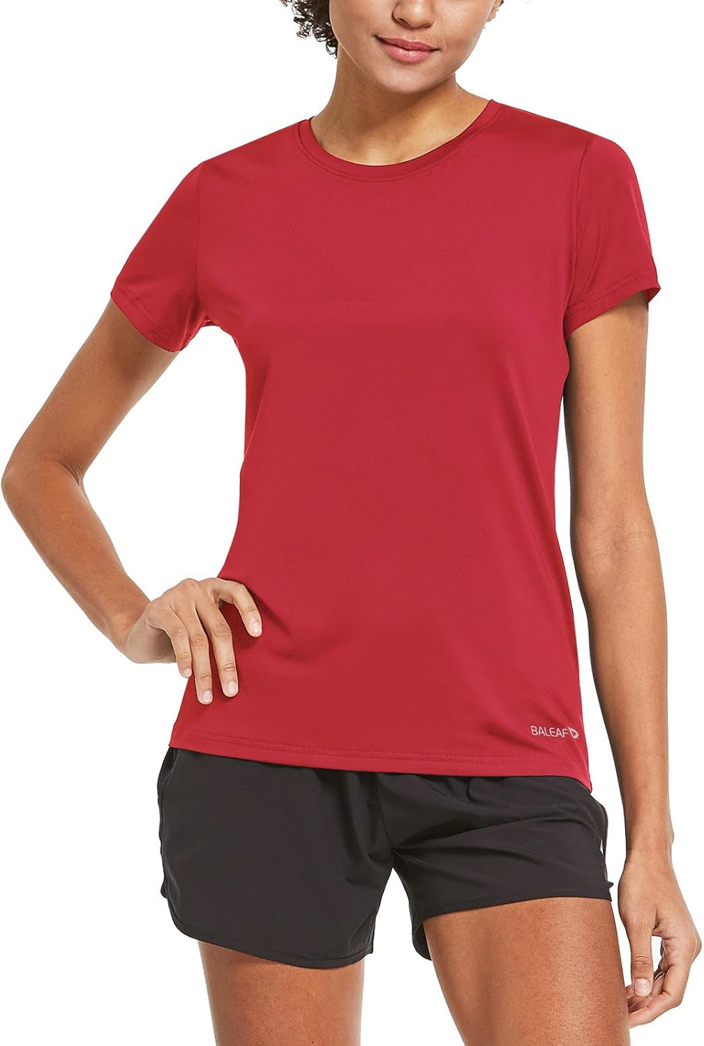 Baleaf Women'S Short Sleeve Running Workout Shirts Athletic Tops Lightweight Quick Dry Training Yoga Crewneck