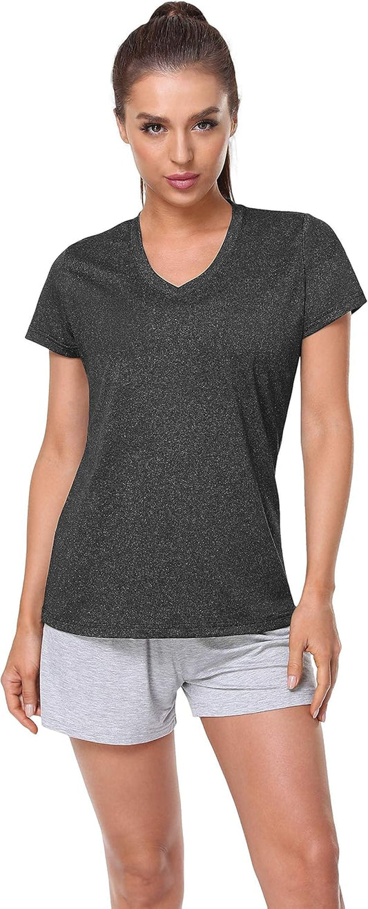 Xelky 3-4 Pack Women'S Dry Fit Tshirt Short Sleeve Moisture Wicking Athletic Shirts Sport Activewear Tee V Neck Workout Top