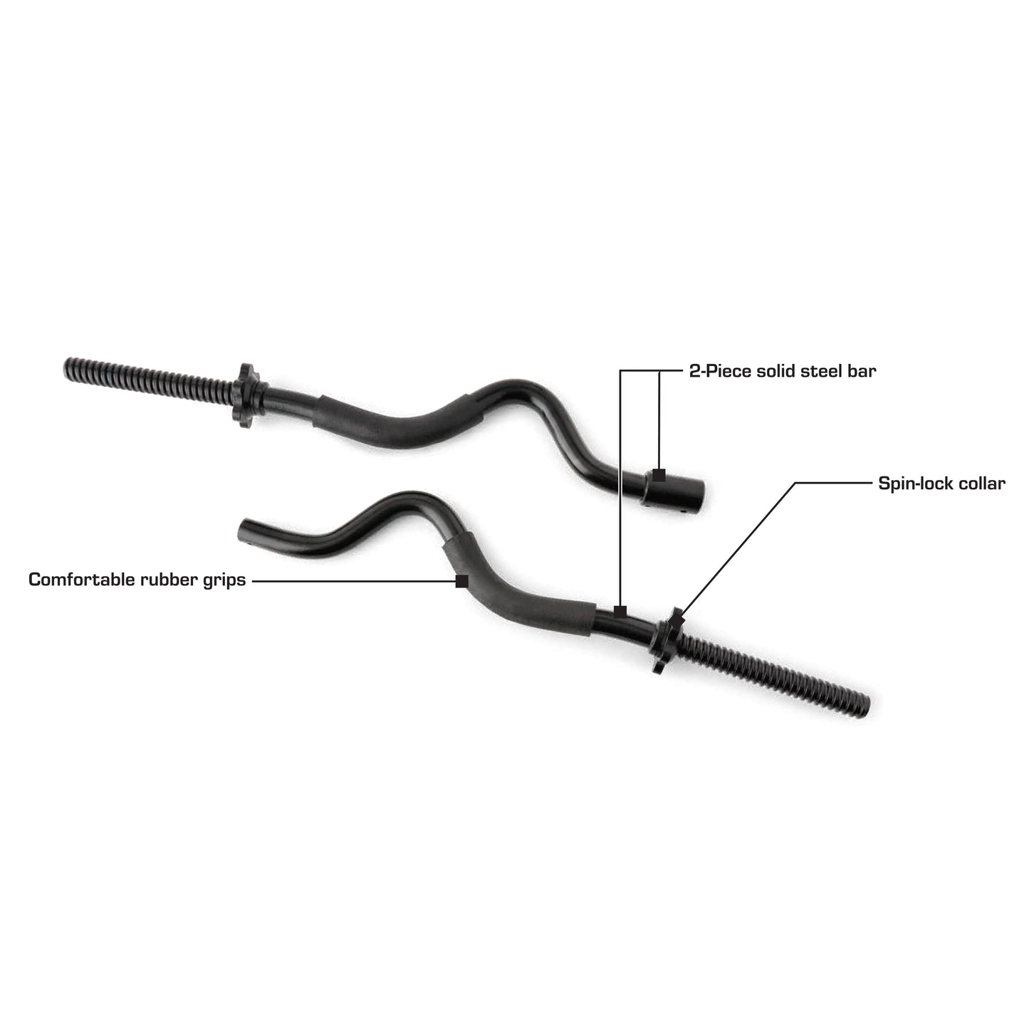 Standard 2-Piece Super Curl Bar with Threaded Ends