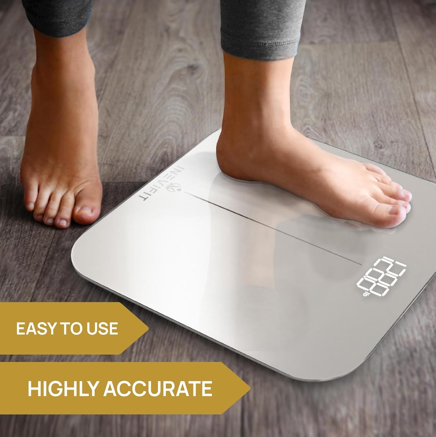 INEVIFIT Premium Bathroom Scale, Highly Accurate Digital Bathroom Body Scale, Precisely Measures Weight up to 400 Lbs