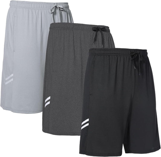 Runhit Gym Shorts for Men 3 Pack Mens Athletic Shorts 9 Inch Workout Basketball Running Shorts Men with Pockets
