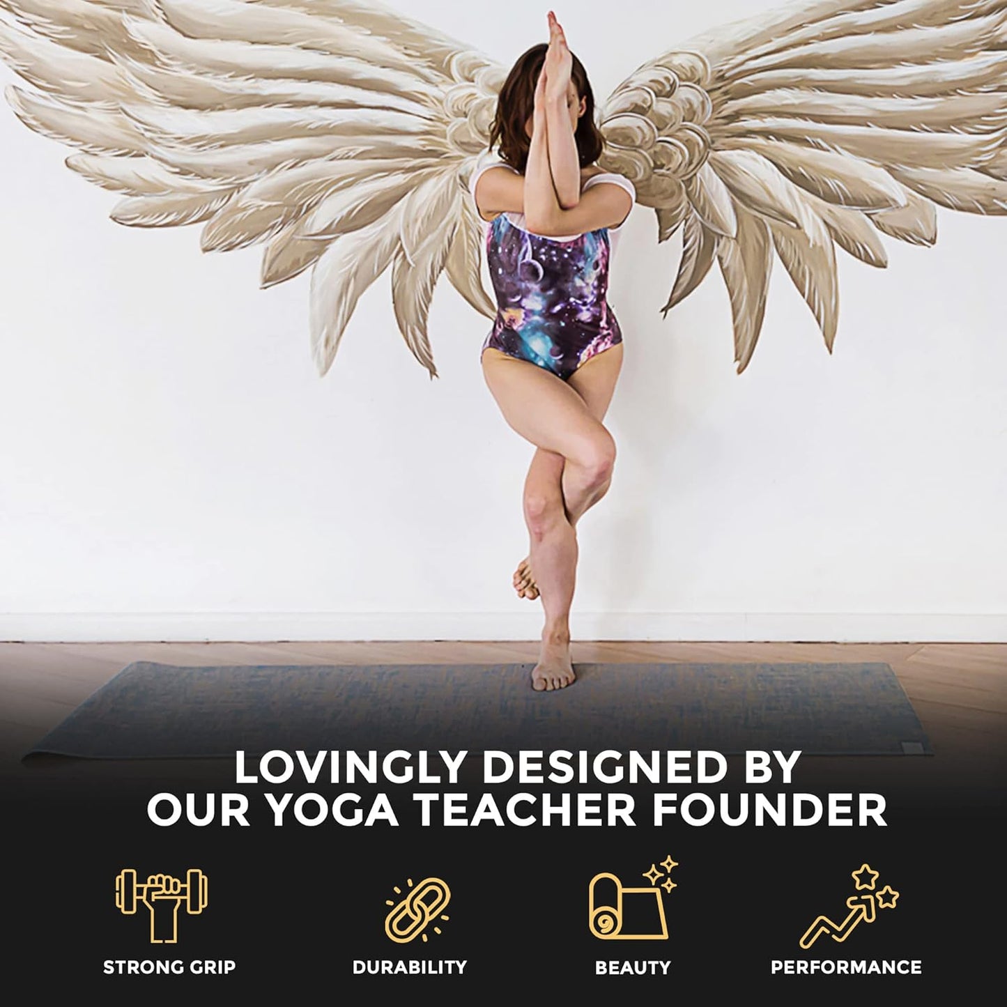 Ajna Organic Jute Yoga Mat - Eco-Friendly Non-Slip Reversible Design - Extra Long 72 Inch - 5mm Thickness - Ideal for All Yoga Practices - Includes Carrying Strap - Vegan Friendly