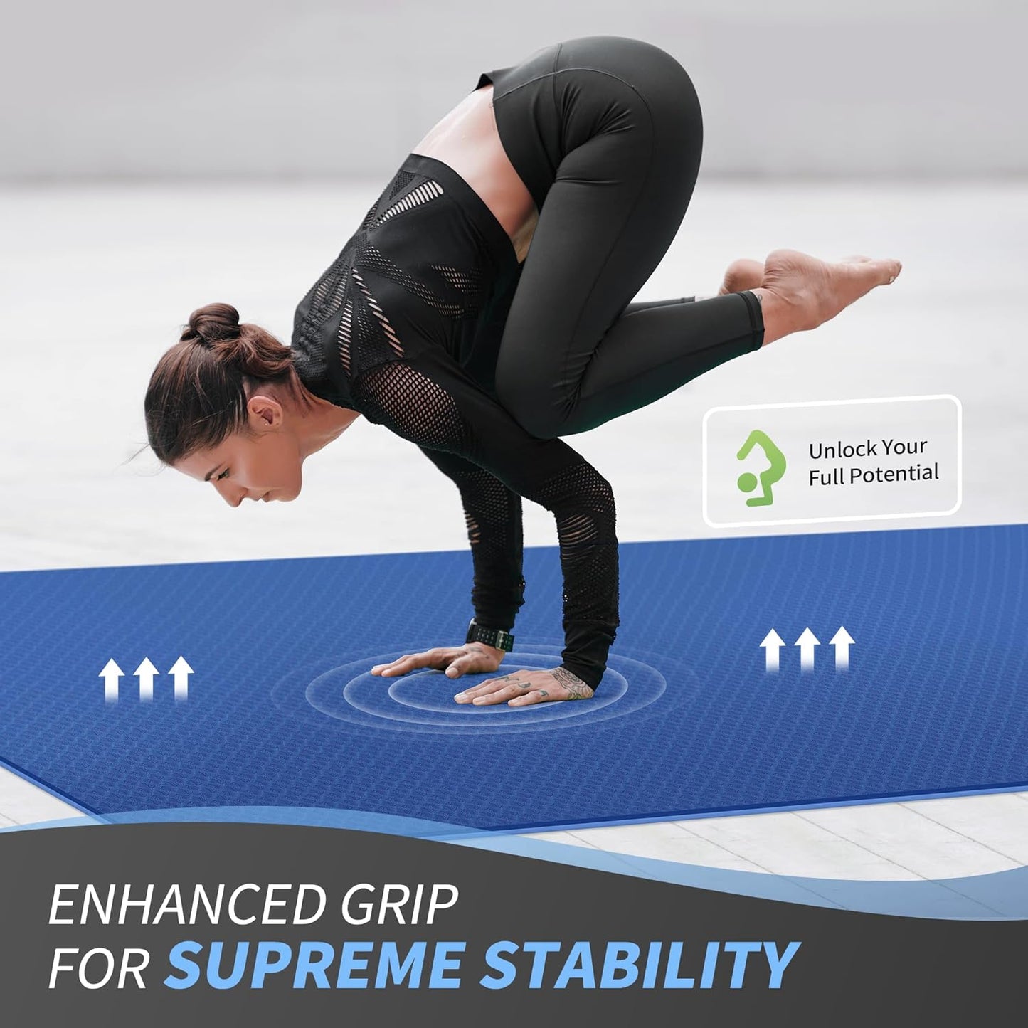 CAMBIVO Large Yoga Mat (6'X 4'), Extra Wide Workout Mat for Men and Women, Yoga Mat Thick 1/3 &1/4 Exercise Mats for Home Workout, Yoga, Pilates (Black,1/4 Inch)