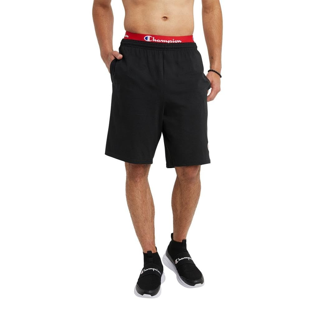 Champion Men'S Graphic Powerblend Fleece Short, Black, Large