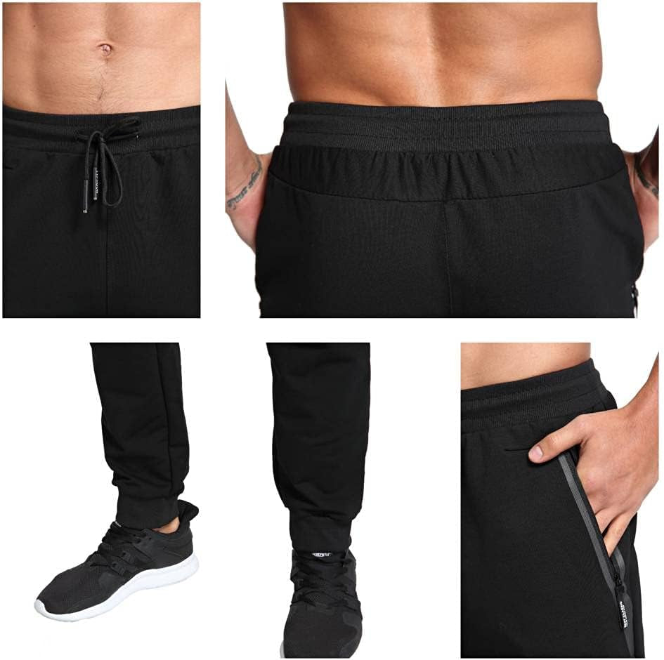 STICKON Mens Casual Joggers Sweatpants Athletic Track Pants with Zipper Pockets