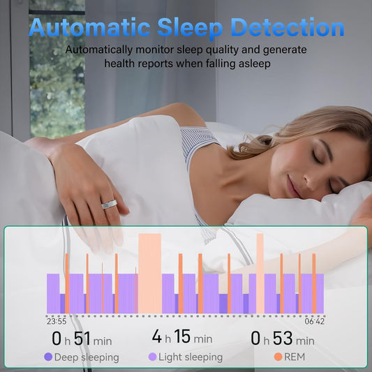 Smart Ring Fitness Tracker Ring for Men Women - Health Heart Rate Ring with Motion Tracking, Sleep Monitor, and Oximetry, No Subscription Fee, Family Care, Remote Photography, IP68 Waterproof(10#)