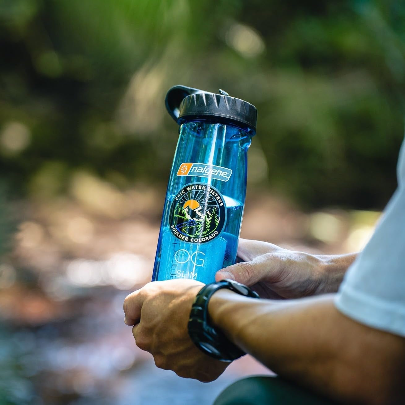 Epic Water Filters Nalgene OG Water Bottle with Filter, USA Made, BPA Free, Removes 99.99% Tap Water Contaminants, Forever Chemicals, Asta Art, 48 Oz