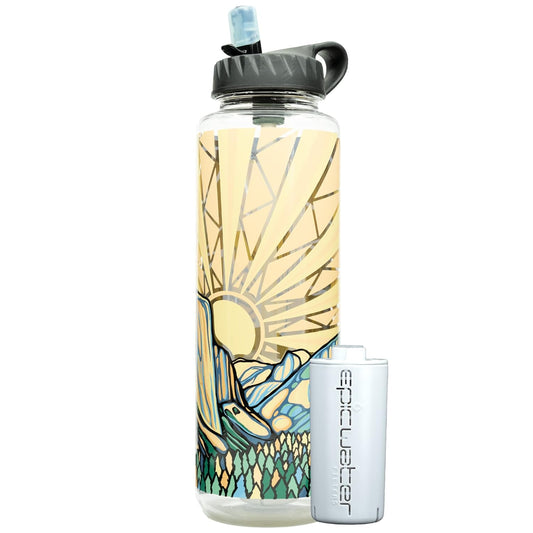 Epic Water Filters Nalgene OG Water Bottle with Filter, USA Made, BPA Free, Removes 99.99% Tap Water Contaminants, Forever Chemicals, Honnold Foundation Art, 48 Oz