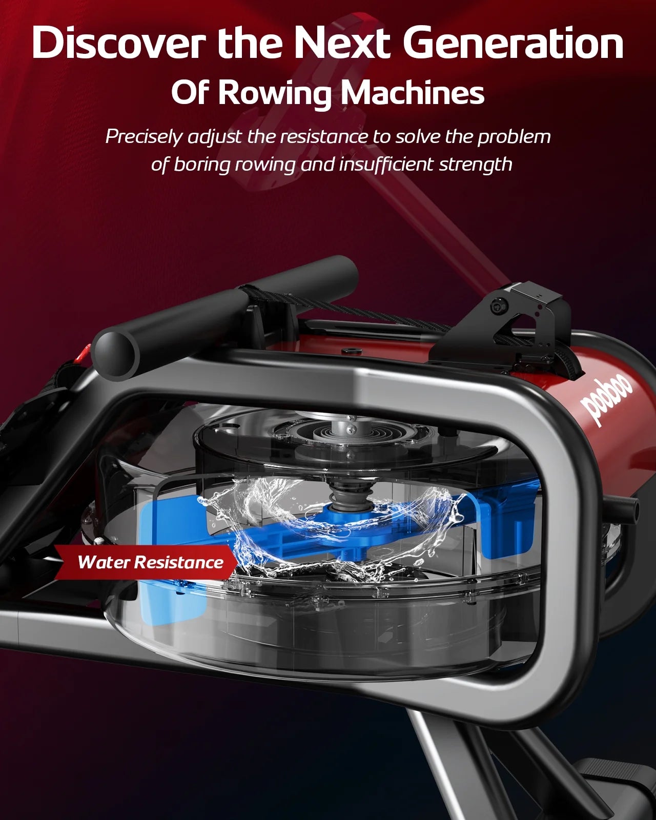 Build-In Bluetooth Water Rowing Machines Rower Foldable Indoor Rower Machines Home Exercise 350Lb