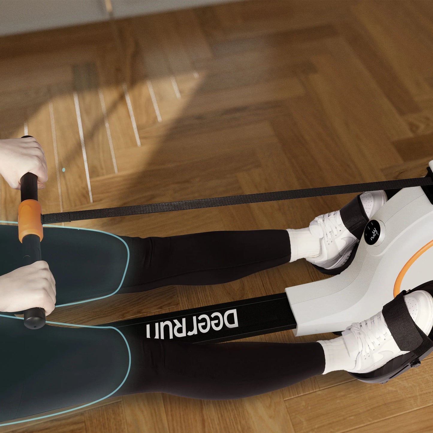 Deerrun RW600 Adjustable Magnetic Resistance Long Slide Rail Smart Rowing Machine with Pitpat