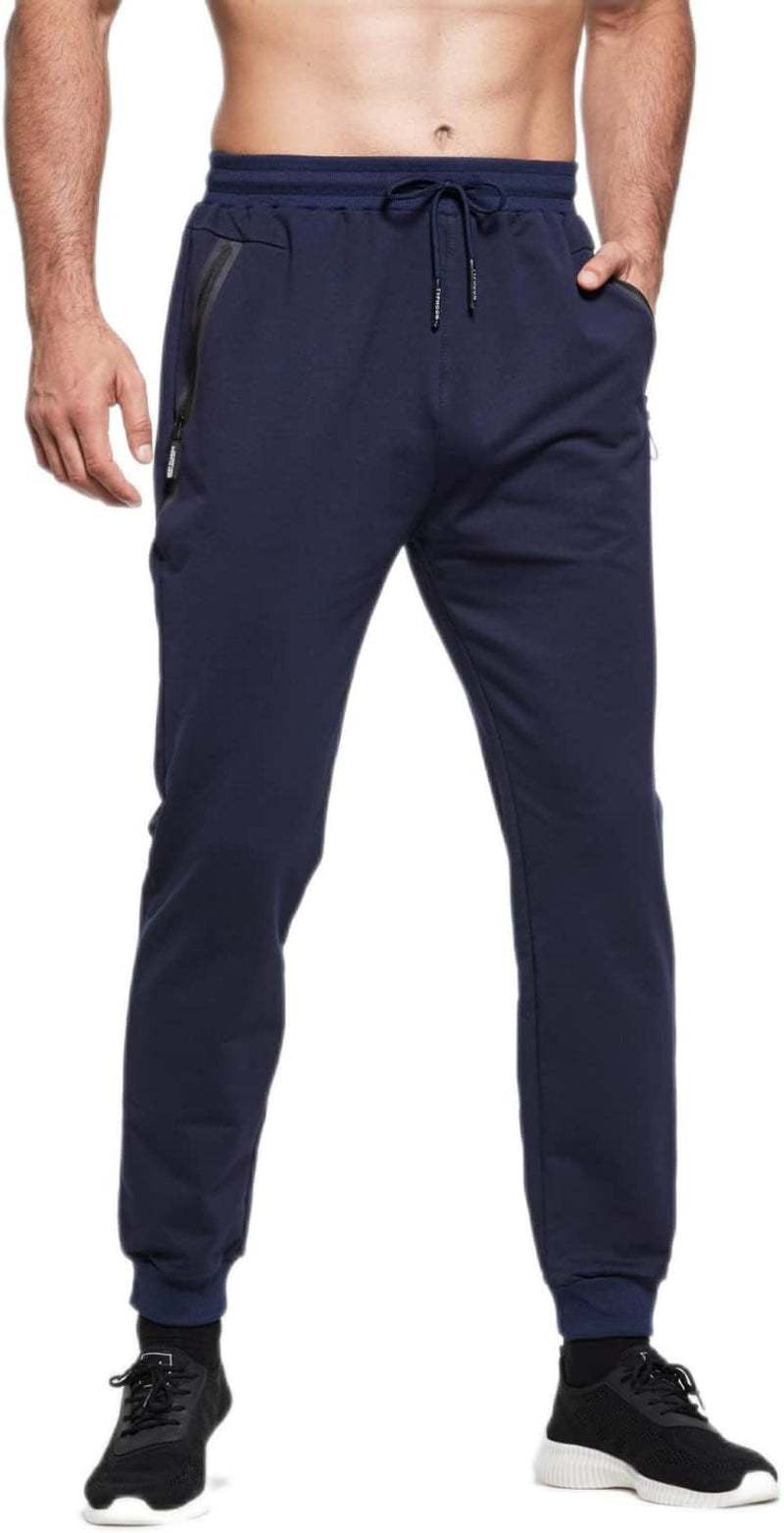 STICKON Mens Casual Joggers Sweatpants Athletic Track Pants with Zipper Pockets