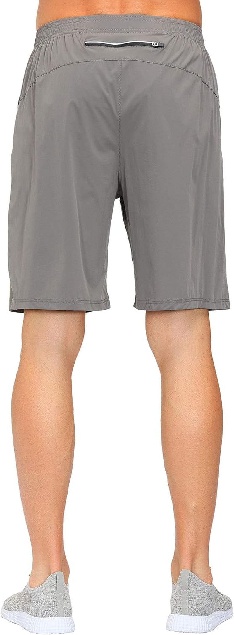 Mofiz Men'S Running Shorts Athletic Performance Shorts Gym Jogger Workout Shorts Zip Pockets Light Gray Size M