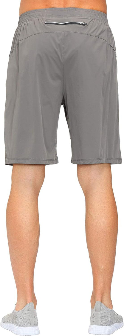 Mofiz Men'S Running Shorts Athletic Performance Shorts Gym Jogger Workout Shorts Zip Pockets Light Gray Size M