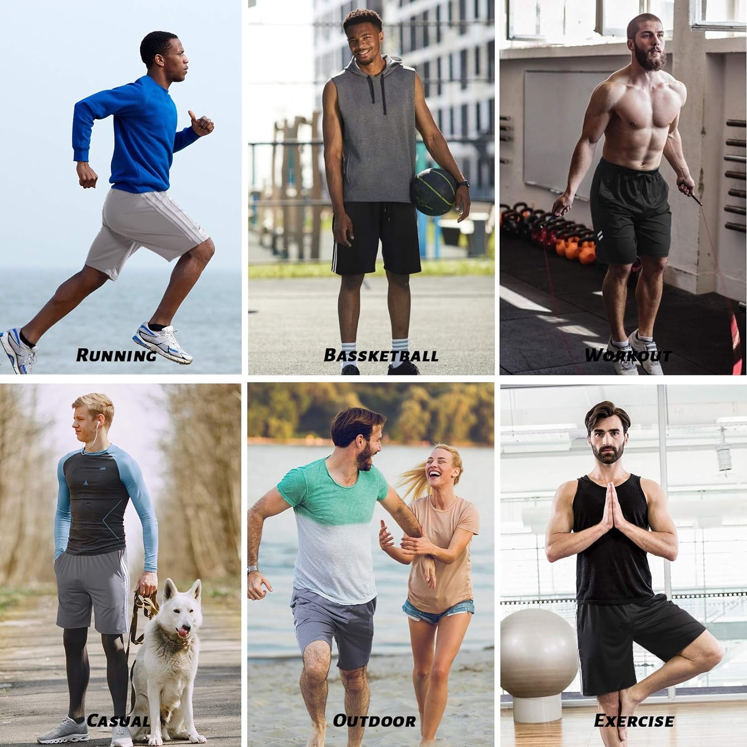 Runhit Gym Shorts for Men 3 Pack Mens Athletic Shorts 9 Inch Workout Basketball Running Shorts Men with Pockets