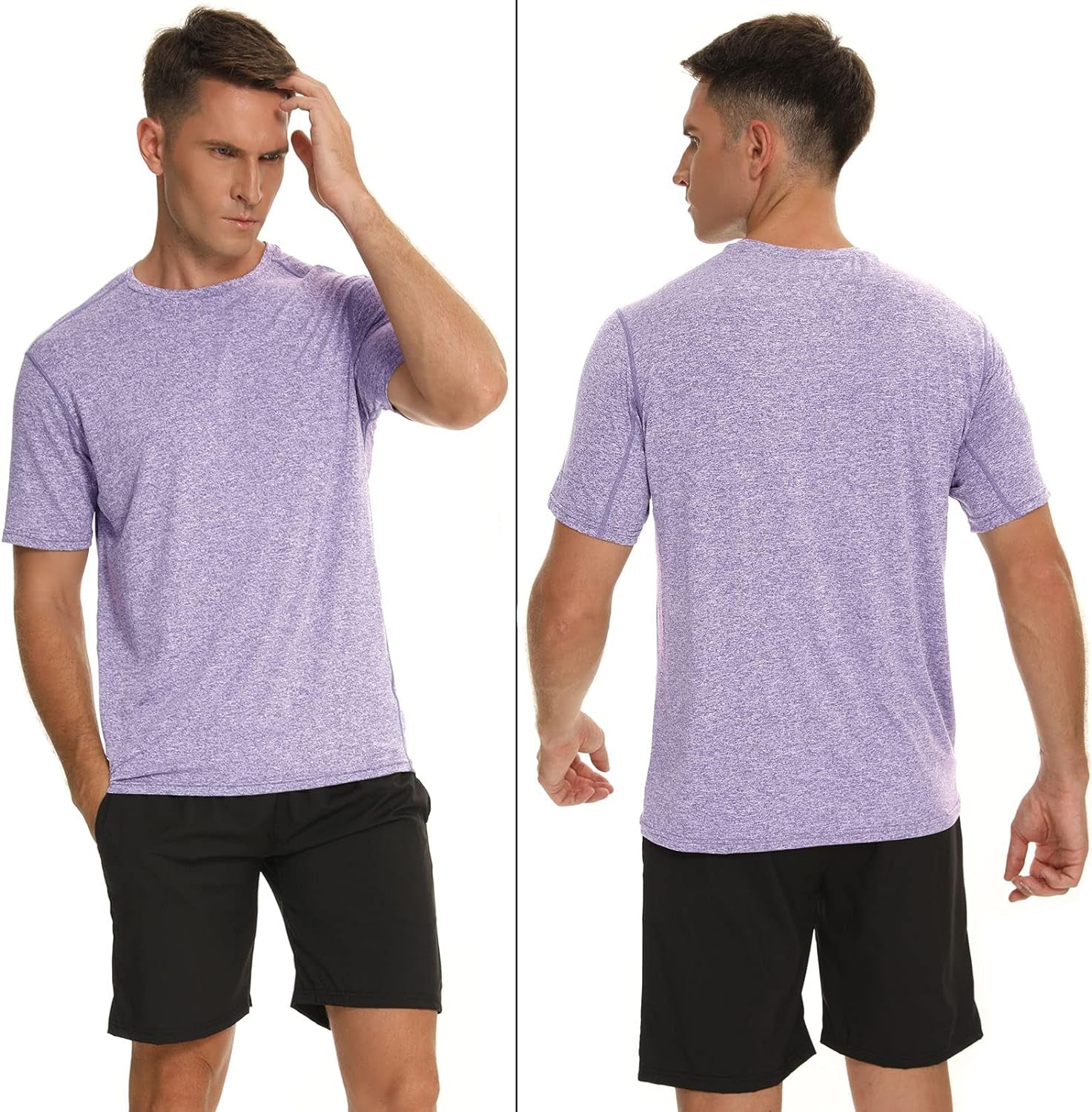 LEDING Mens Shirt Workout Running 2 Pack or 1 Pack Sports Short Sleeve Moisture Wicking Quick Dry Gym T Shirts