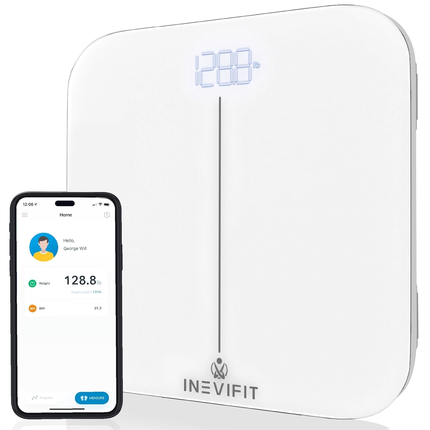 INEVIFIT Smart Premium Bathroom Scale, Highly Accurate Bluetooth Digital Bathroom Body Weight Scale, Precisely Measures Weight & BMI for Unlimited Users