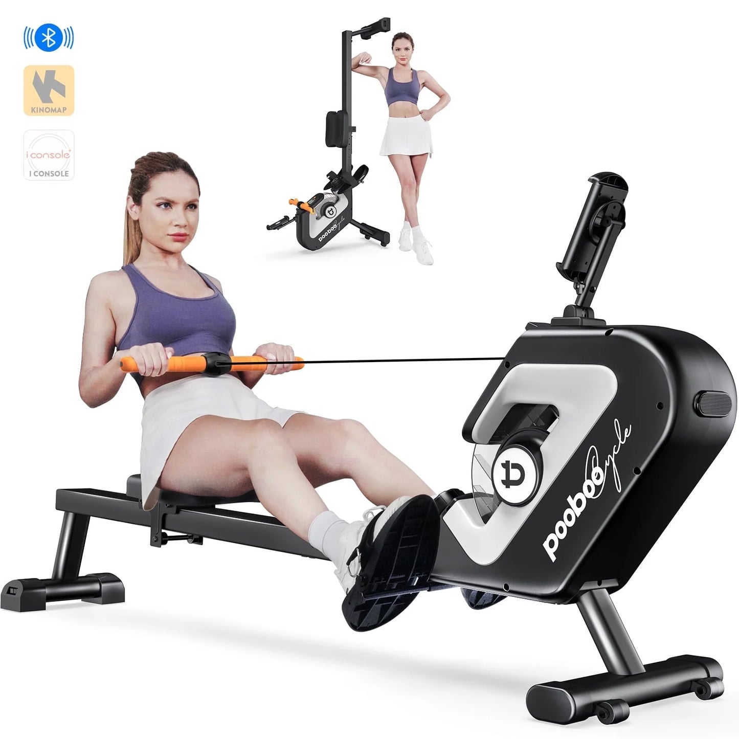 Magnetic Rowing Machines Rower Foldable with 8 Level Resistance Indoor Rower Machines with Digital Monitor & Transport Wheels Max Weight up to 350 Lbs