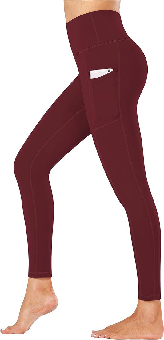 Fengbay High Waist Yoga Pants, Pocket Yoga Pants Tummy Control Workout Running 4 Way Stretch Yoga Leggings