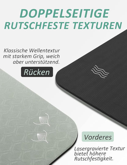 BEAUTYOVO Yoga Mat with Strap, 1/3 Inch Extra Thick Yoga Mat Double-Sided Non Slip, Professional TPE Yoga Mats for Women Men, Workout Mat for Yoga, Pilates and Floor Exercises