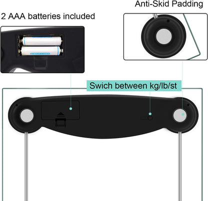Malama Digital Body Weight Bathroom Scale, Weighing Scale with Step-On Technology, LCD Backlit Display, 400 Lbs Accurate Weight Measurements, Black