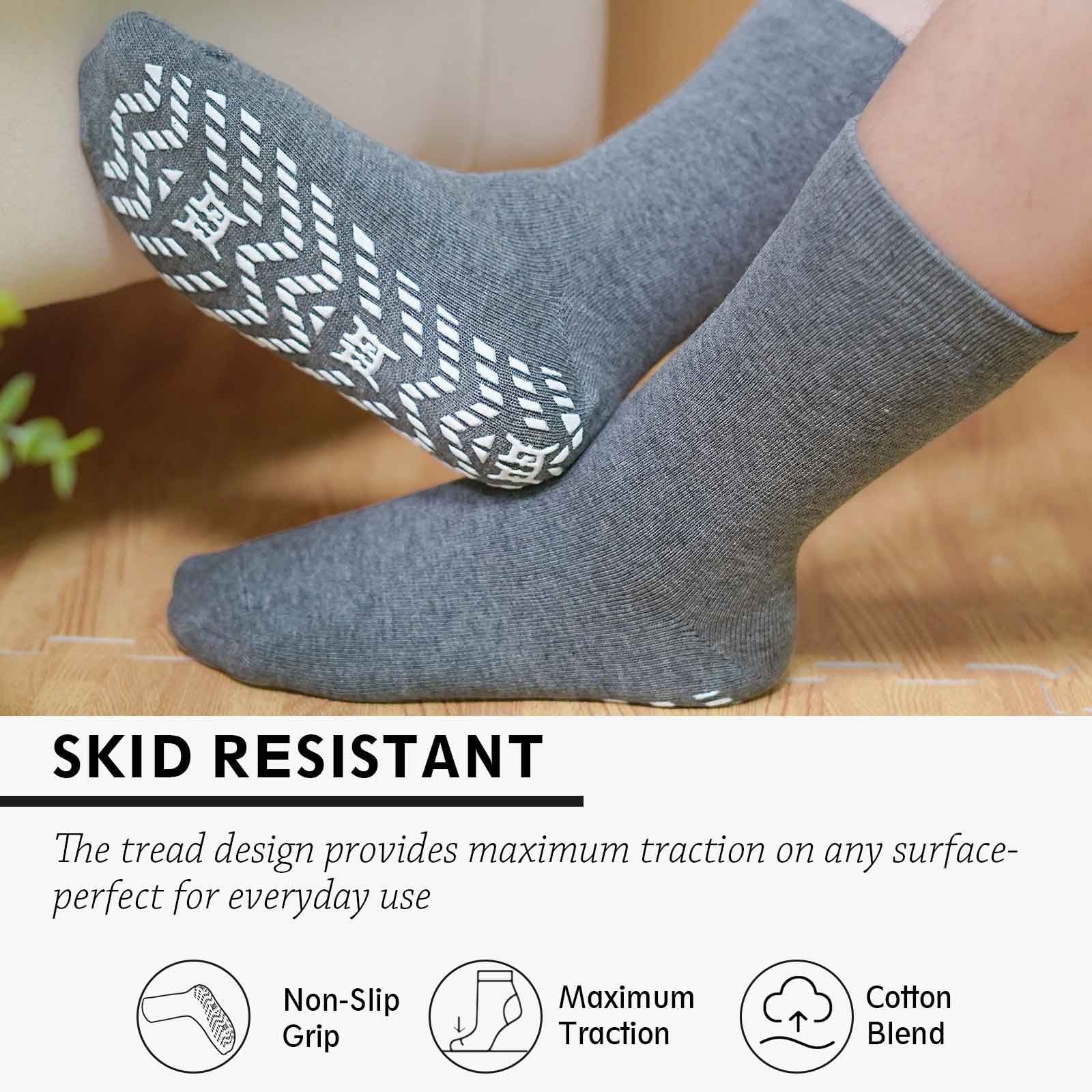 10 Pairs Non Slip Grip Socks - Ideal for Yoga, Pilates, Hospital Use - Men & Women'S Crew Sticky Gripper Socks (Size 9-11)