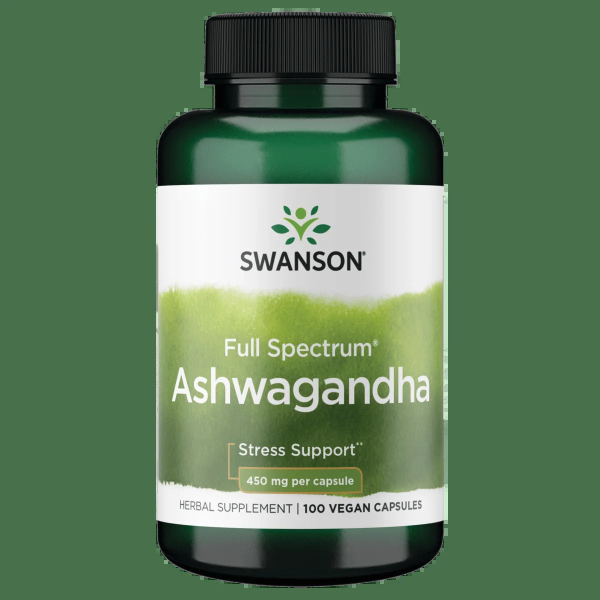 Swanson Ashwagandha Powder Supplement-Ashwagandha Root Supplement Promoting Stress Relief & Energy Support-Ayurvedic Supplement for Natural Wellness (100 Capsules, 450Mg Each)