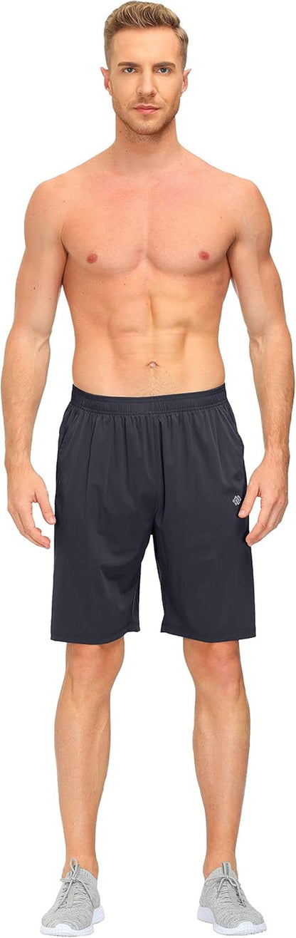 Mofiz Men'S Running Shorts Jogger Shorts Workout Lightweight Quick Dry Gym Shorts Casual Solid Deep Gray Size L