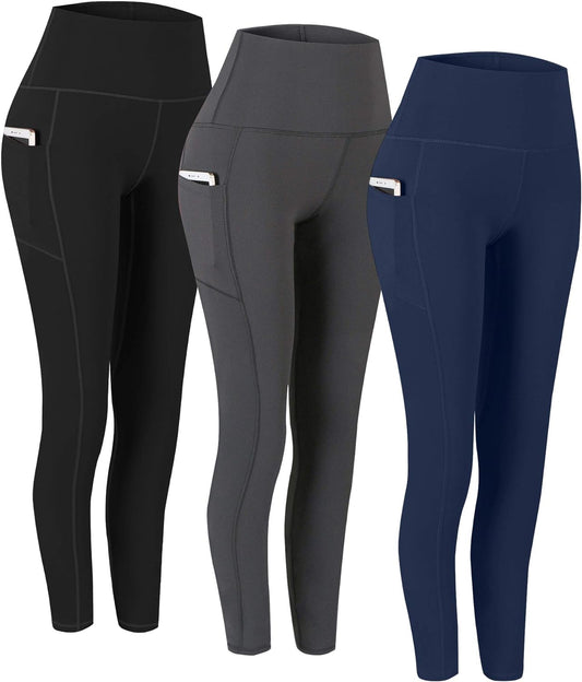 Fengbay 3 Pack High Waist Yoga Pants,Yoga Pants for Women Tummy Control Workout Pants 4 Way Stretch Leggings with Pockets