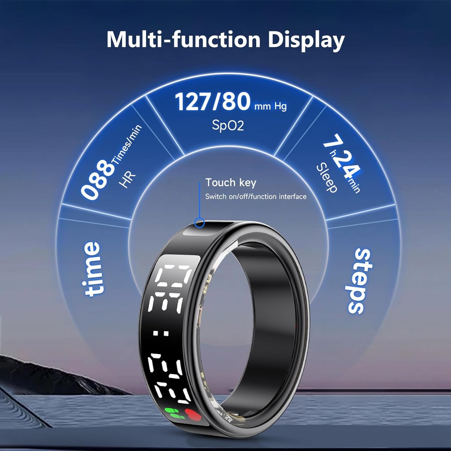 Smart Ring, Fitness Tracker Ring, Cordless Sports Health Tracker with APP, Support BT, IP68 Waterproof Activity Tracker for Men Women Birthday Gift (#10)