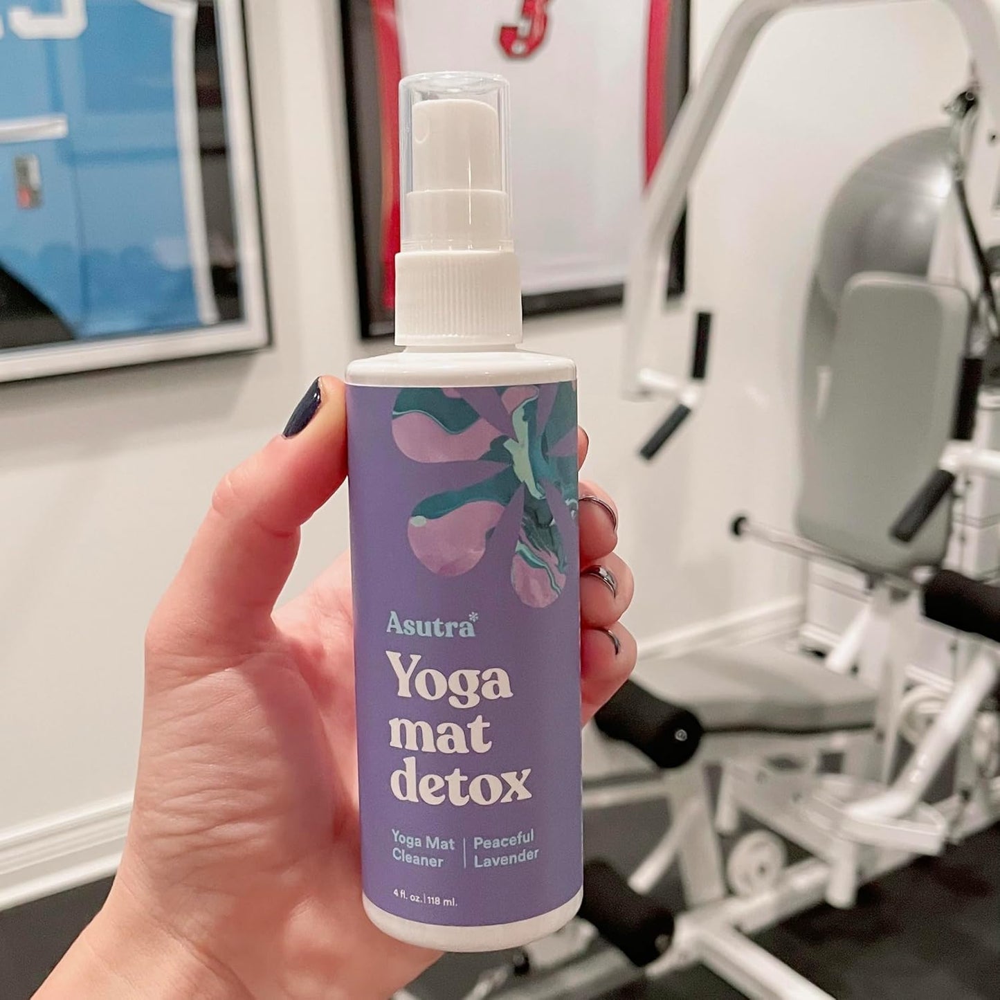 ASUTRA Yoga Mat Cleaner Spray (Peaceful Lavender), 4 Fl Oz - No Slippery Residue, Organic Essential Oils, Deep-Cleansing for Fitness Gear & Gym Equipment, Microfiber Towel Included